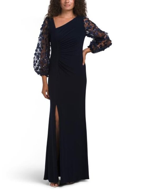 LIVIA JOLIE Dresses & Skirts - LIVIA JOLIE 3d Sleeve Side Ruched Gown